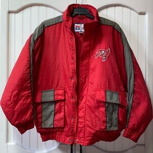 90s Tampa Bay Buccaneers Jacket Coat Signed by Mike Alstott A-Train Vint…